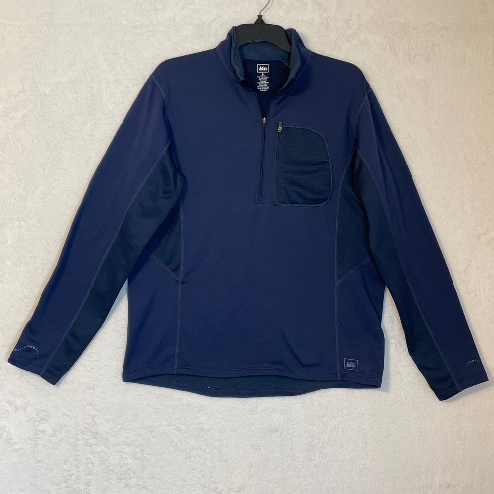 REI Men's Blue Quarter Zip Fleece Pullover Shirt Size Large